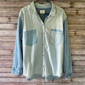 American Eagle Women's Long-Sleeved‎ Button-Down Jean Shirt Sz XXL Oversized Fit